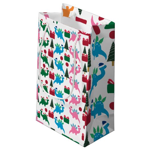 キュートなメリークリスマス恐竜の小抱き枕 スモールペーパーバッグ (裏面アングル)