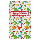 キュートなメリークリスマス恐竜 スモールペーパーバッグ (正面)