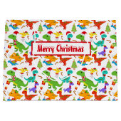 キュートなメリークリスマス恐竜 ラージペーパーバッグ (正面)