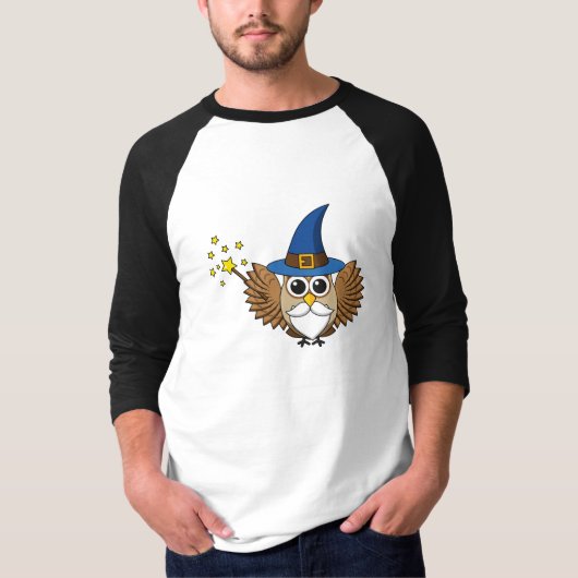 キュートなメルリンザウィザードフクロウの漫画 Tシャツ (正面)