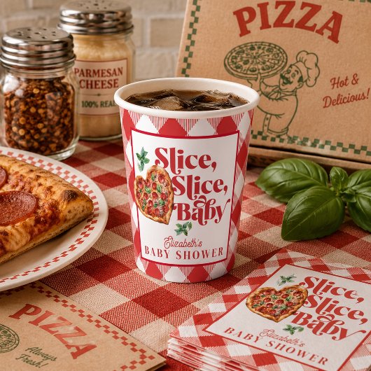 キュートなモダンな赤と白のスライススライスベビーシャワー 紙コップ