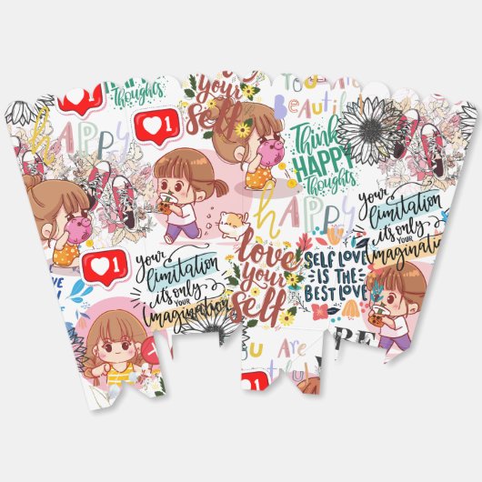 キュートなモチベーション – ポジティブな名言 かわいい フェイバーボックス (見開き)