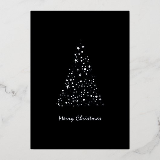キュートなモノクロ明るい星クリスマス 箔シーズンカード (正面)