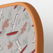 キュートなモノグラムチーム/クラブネームと秋のキノコ ピックルボールラケット (左詳細)