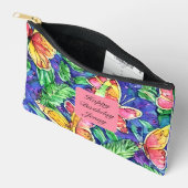 キュートなモノグラムハッピーバースデーピンク蝶 アクセサリーポーチ (見開き)