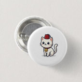 キュートなモロッコ風かわいい猫のフェズステッカー 缶バッジ (正面&裏面)