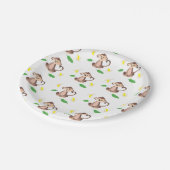 キュートなモンキーパターンジャングル熱帯葉バナ ペーパープレート (アングル)