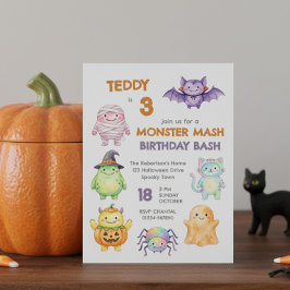 キュートなモンスターマッシュのバースデーパーティー キッズハロウィン 招待状