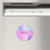 キュートなユニコーンのモノグラム入りレインボーハート マグネット (インサイチュ (食洗機))