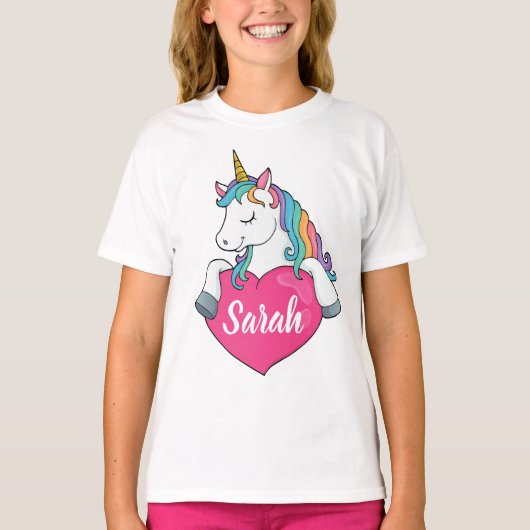 キュートなユニコーンの名入れTシャツ Tシャツ (正面)