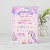 キュートなユニコーンの城 魔法の誕生日 招待状 (スタンド正面)