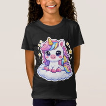 キュートなユニコーンの子供用Tシャツ 名前入れ可能