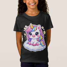 キュートなユニコーンの子供用Tシャツ 名前入れ可能 Tシャツ