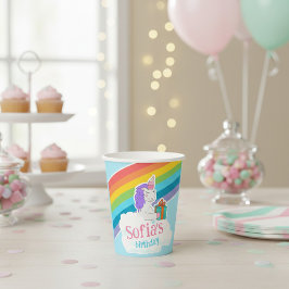 キュートなユニコーンの虹の誕生日パーティー用紙コップ 紙コップ