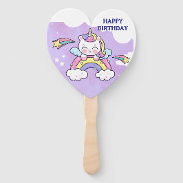 キュートなユニコーンの虹の誕生日招待状  ハンドファン