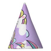 キュートなユニコーンの虹の誕生日招待状 パーティーハット (右)