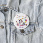キュートなユニコーンの誕生日 名前入り 缶バッジ (インサイチュ)