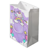 キュートなユニコーン+レインボー 誕生日 インビテーションカード（M） ミディアムペーパーバッグ (裏面アングル)