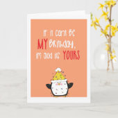 キュートなユーモアのペンギンハッピーバースデー カード (黄色い花)