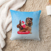 キュートなヨークシャーテリアメリークリスマスピロー クッション (ブランケット)