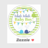キュートなライムグリーン鯨ベビーシャワー男の赤ちゃん シール (シート)
