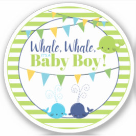 キュートなライムグリーン鯨ベビーシャワー男の赤ちゃん シール