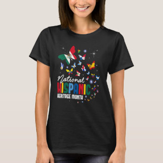 キュートなラテン系の国々旗バタフライヒスパニックヘリ Tシャツ
