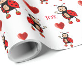 キュートなラディバグのオンホワイト ラッピングペーパー (ロールコーナー)