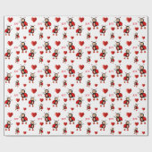 キュートなラディバグのオンホワイト ラッピングペーパー (フラット)