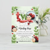 キュートなラディバグ回り2歳の誕生日パーティー 招待状 (スタンド正面)