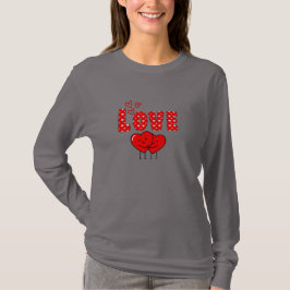 キュートなラブハートのバレンタインデザイン Tシャツ