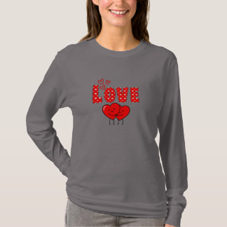 キュートなラブハートのバレンタインデザイン Tシャツ