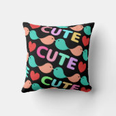 キュートなラブバード　LOVE&CUTE　黒色　Cute lovebirds. クッション (裏面)