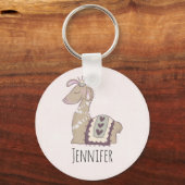 キュートなラマプリンセスクラウン付き キーホルダー (正面)