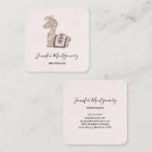 キュートなラマプリンセスクラウン付き スクエア名刺 (正面/裏面)