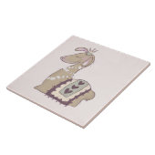 キュートなラマプリンセスクラウン付き タイル (側面)