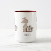 キュートなラマプリンセスクラウン付き ツートーンマグカップ (中央)