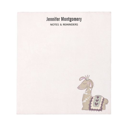 キュートなラマプリンセスクラウン付き ノートパッド (正面)