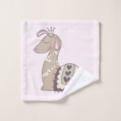 キュートなラマプリンセスクラウン付き バスタオルセット (ウォッシュタオル)