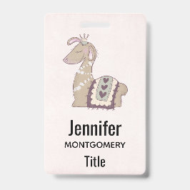 キュートなラマプリンセスクラウン付き バッジ