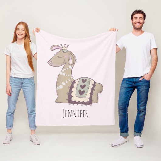 キュートなラマプリンセスクラウン付き フリースブランケット (インサイチュ)