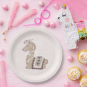 キュートなラマプリンセスクラウン付き ペーパープレート (パーティー)