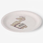 キュートなラマプリンセスクラウン付き ペーパープレート (アングル)