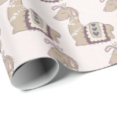 キュートなラマプリンセスクラウン付き ラッピングペーパー (ロールコーナー)