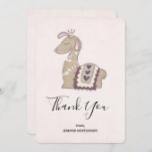 キュートなラマプリンセス王冠をかぶってありがとう サンキューカード (正面/裏面)