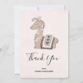 キュートなラマプリンセス王冠をかぶってありがとう サンキューカード (正面)