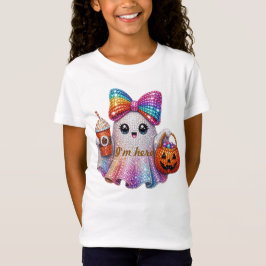 キュートなラメリボンおばけのハロウィントドラーTシャツ Tシャツ