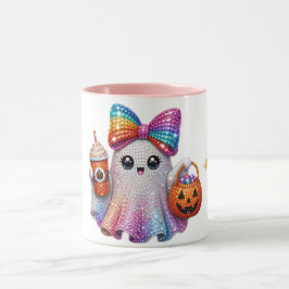 キュートなラメリボンおばけのハロウィンマグカップ マグカップ