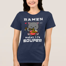 キュートなラーメンが生きる猫ラーメン トライブレンドTシャツ