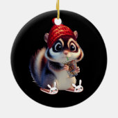 キュートなリスおもしろいコーヒーコーヒーリス セラミックオーナメント (裏面)